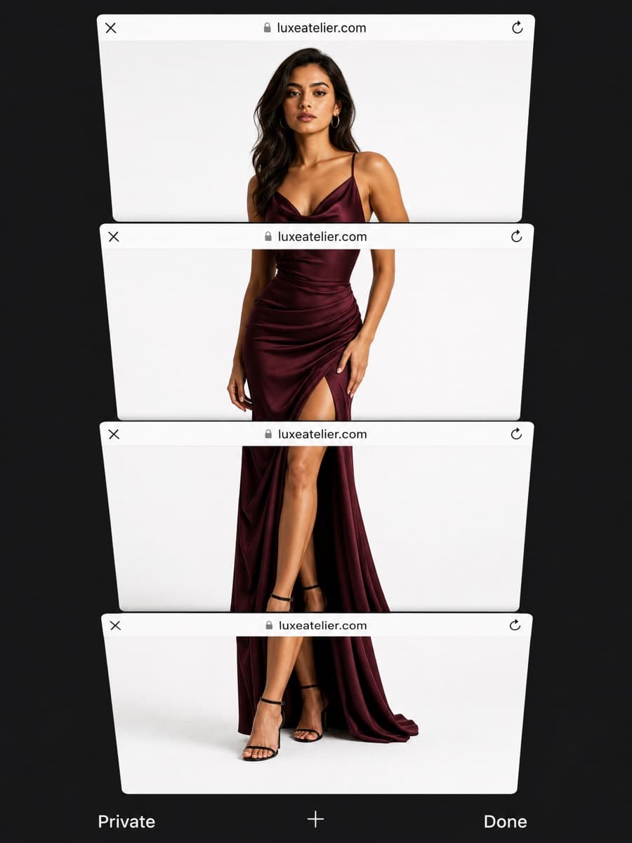 Mobile browser fashion UI overlay generated from a prompt.