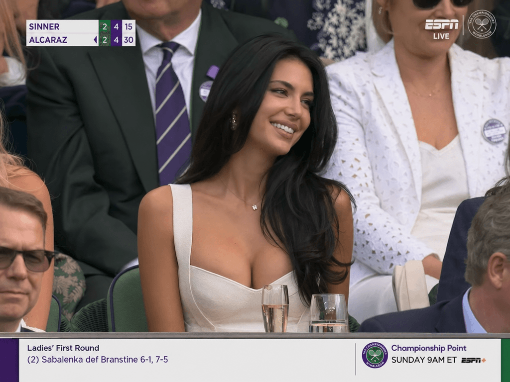 Tennis broadcast VIP audience shot generated from a prompt.